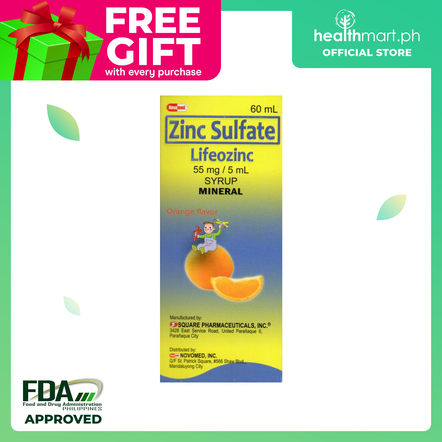 60 OFF! Lifeozinc (60mL) Zinc Sulfate Syrup 55mg/5mL Strengthens