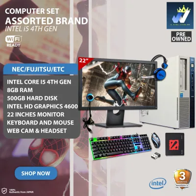 GAMING PC ( Nec/Fujitsu/Acer/Lenovo/HP, Intel Core i5 4th Gen, 8gb Ram DDR3, 500gb Hdd, 22 Inches Monitor, WEBCAM, Mouse/Keyboard, Mousepad, Headset, WIFI Dongle ) DESKTOP PC NOT BRAND NEW