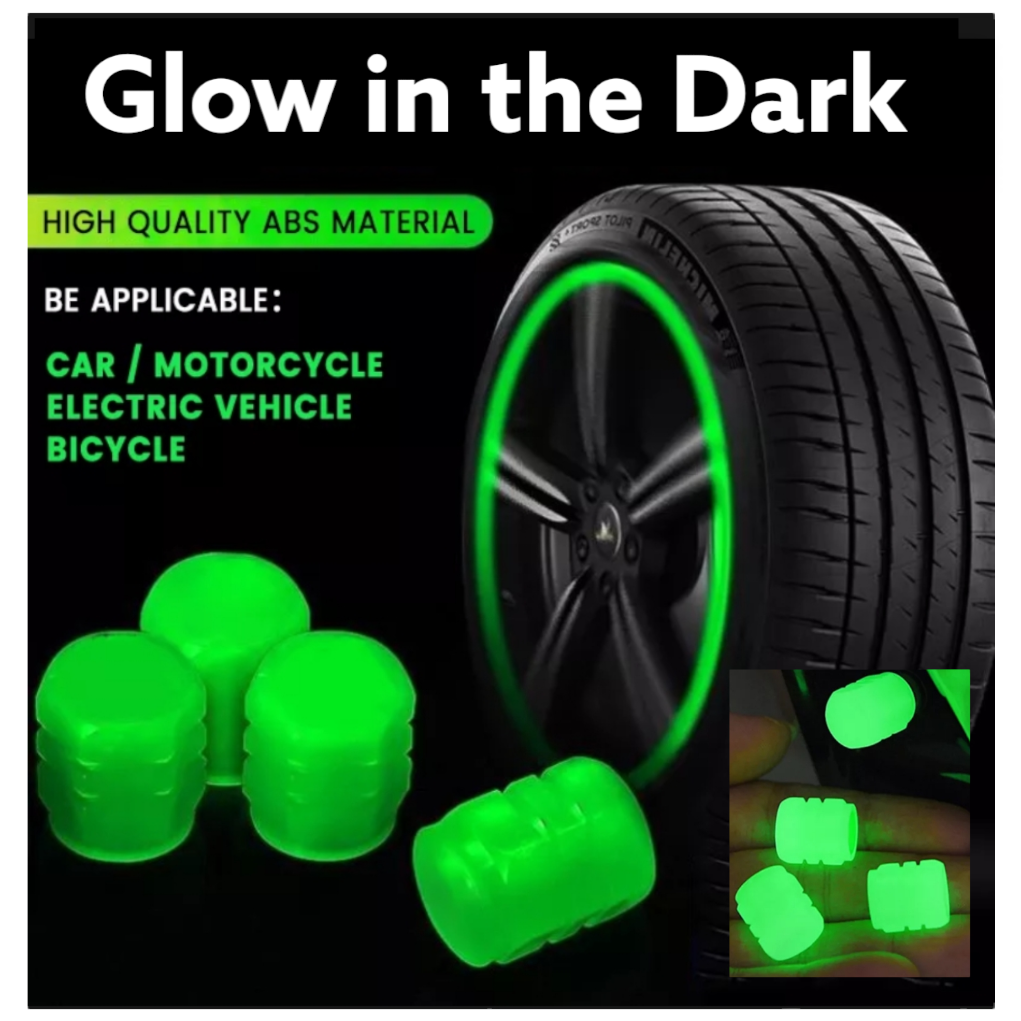 Original Tire Valve Cap (Glow in the Dark)/Luminous Double Layer