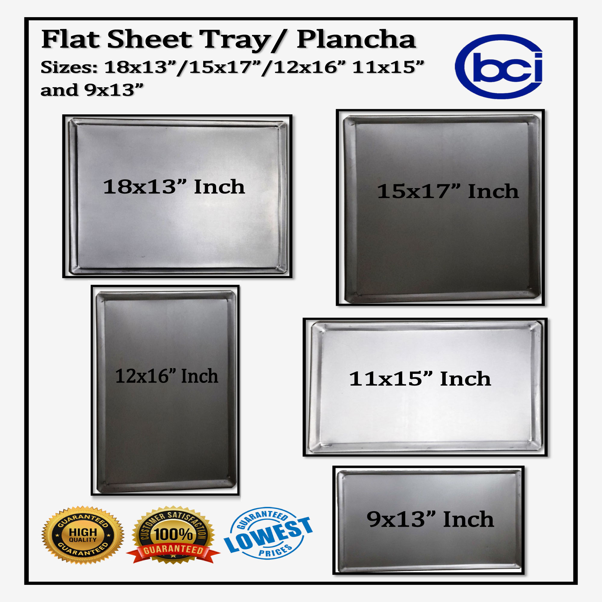 11x13 Cookie Flat Sheet (.16 Aluminum Gauge) Baking Tray Flat Tray Plancha