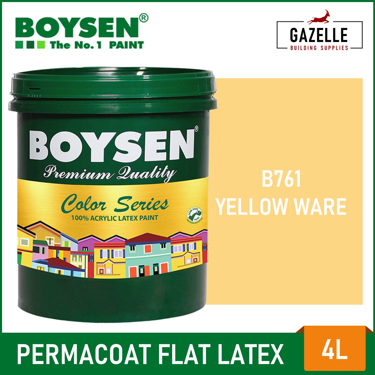 Boysen Color Series Permacoat Flat Latex Yellow Ware B761 Acrylic Latex