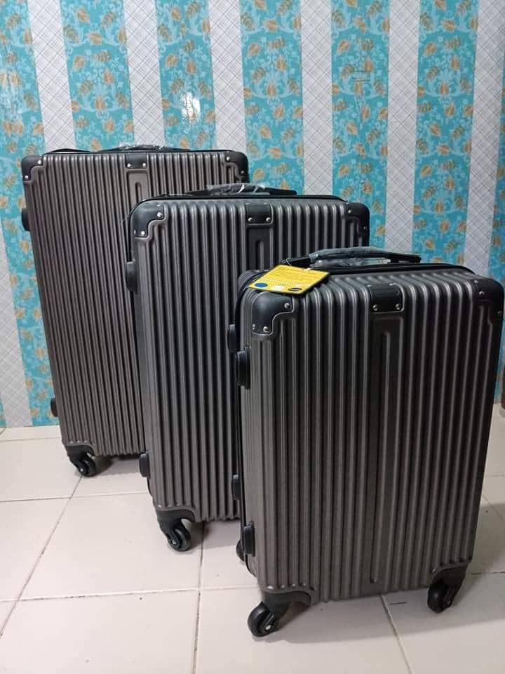 Hard Case Rubberized Waterproof Luggage Suitcase Travel Bag Double Zipper 360 Rotate Sizes S M L