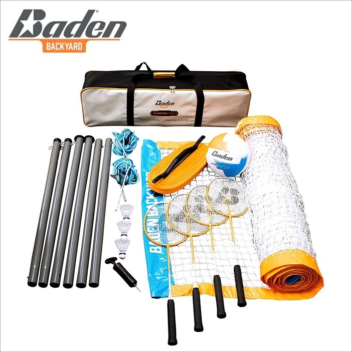 Baden Backyard Volleyball Badminton Set, Champions Series, Orange/Blue