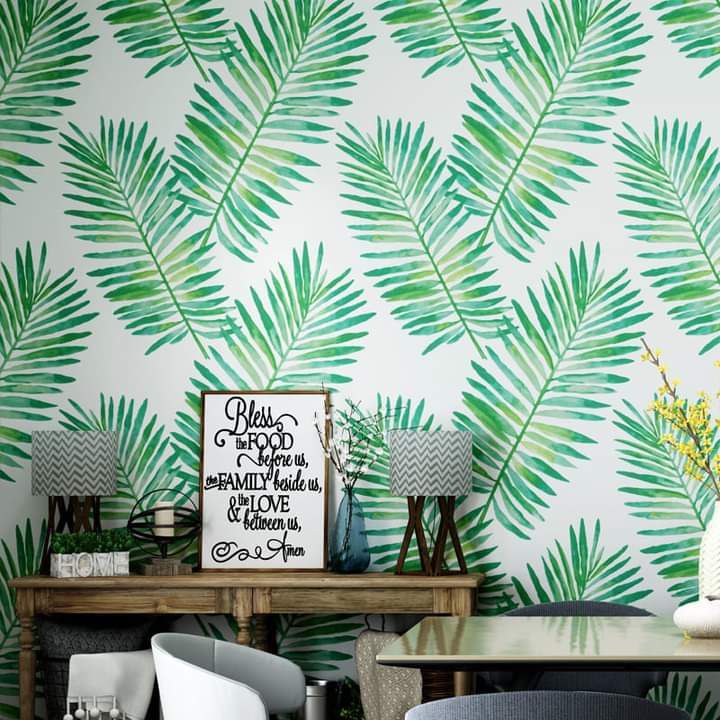 Aceking Wallpaper Y20 GREEN PALM LEAVES 10meters by 45cm Tropical Self  Adhesive Waterproof PVC Wall Sticker decor decoration paper design for  closet cabinet door furniture Home Office Living Room Kitchen Bedroom Toilet