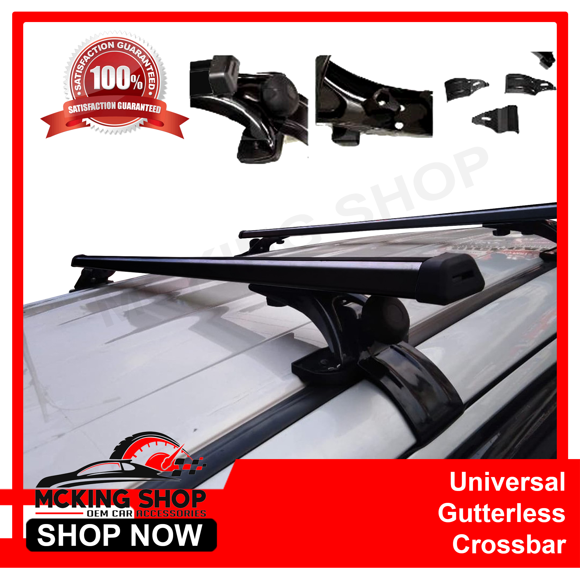 Universal Aluminum Gutterless Crossbar for Toyota Avanza Black