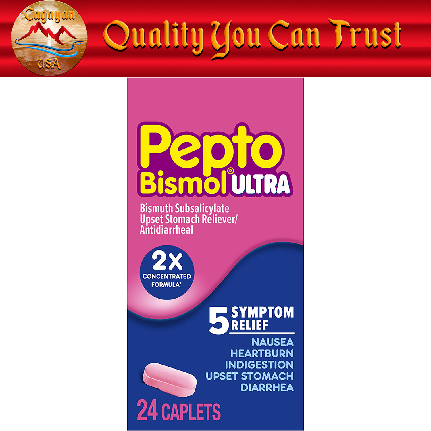 Pepto Bismol Ultra Caplets, 2X Concentrated Formula*, Upset Stomach Relief, Bismuth