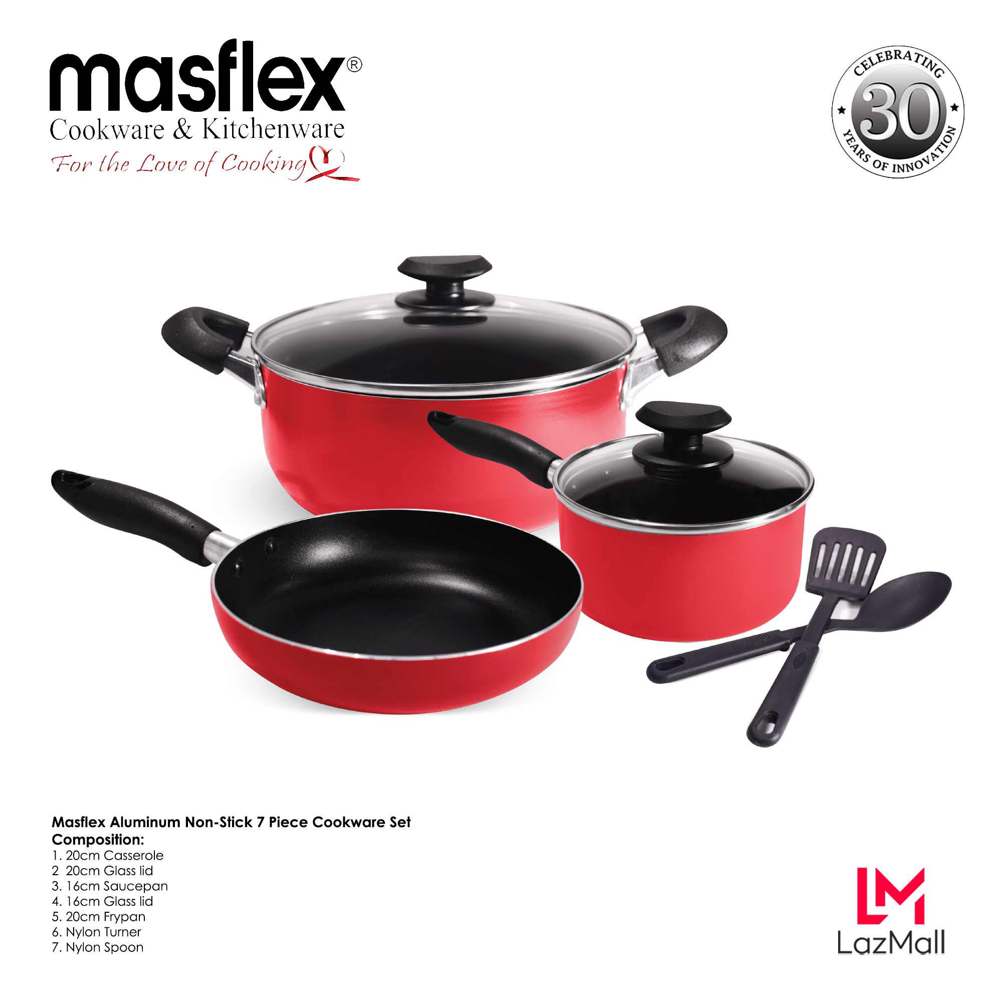 Masflex Aluminum Non Stick 20 piece Cookware Set Induction Ready ...