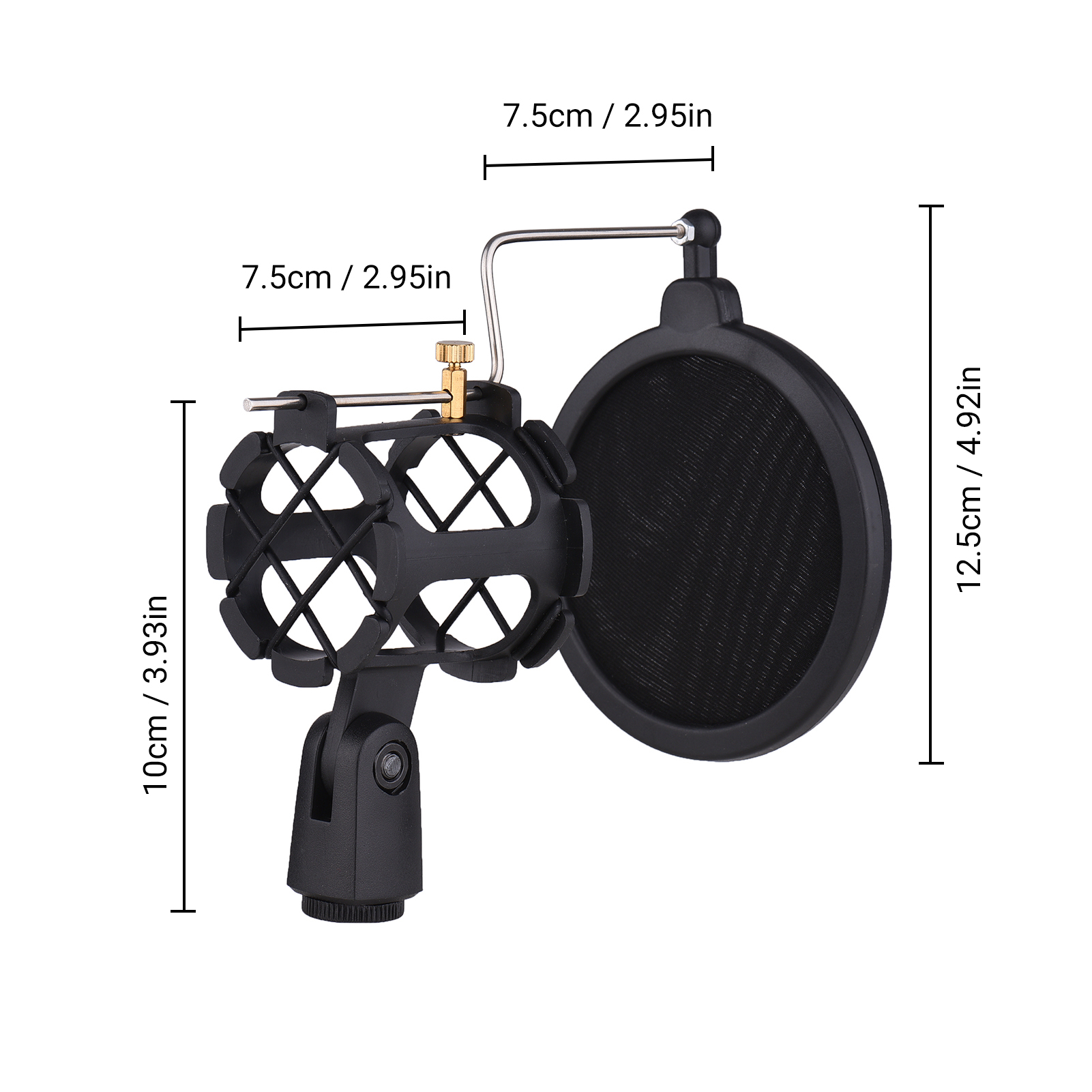Plastic Microphone Shock Mount Anti-vibration Mic Holder Stand with Pop Filter Universal Screw Adapter for Diameter 2cm-4cm Thin Condenser Microphone