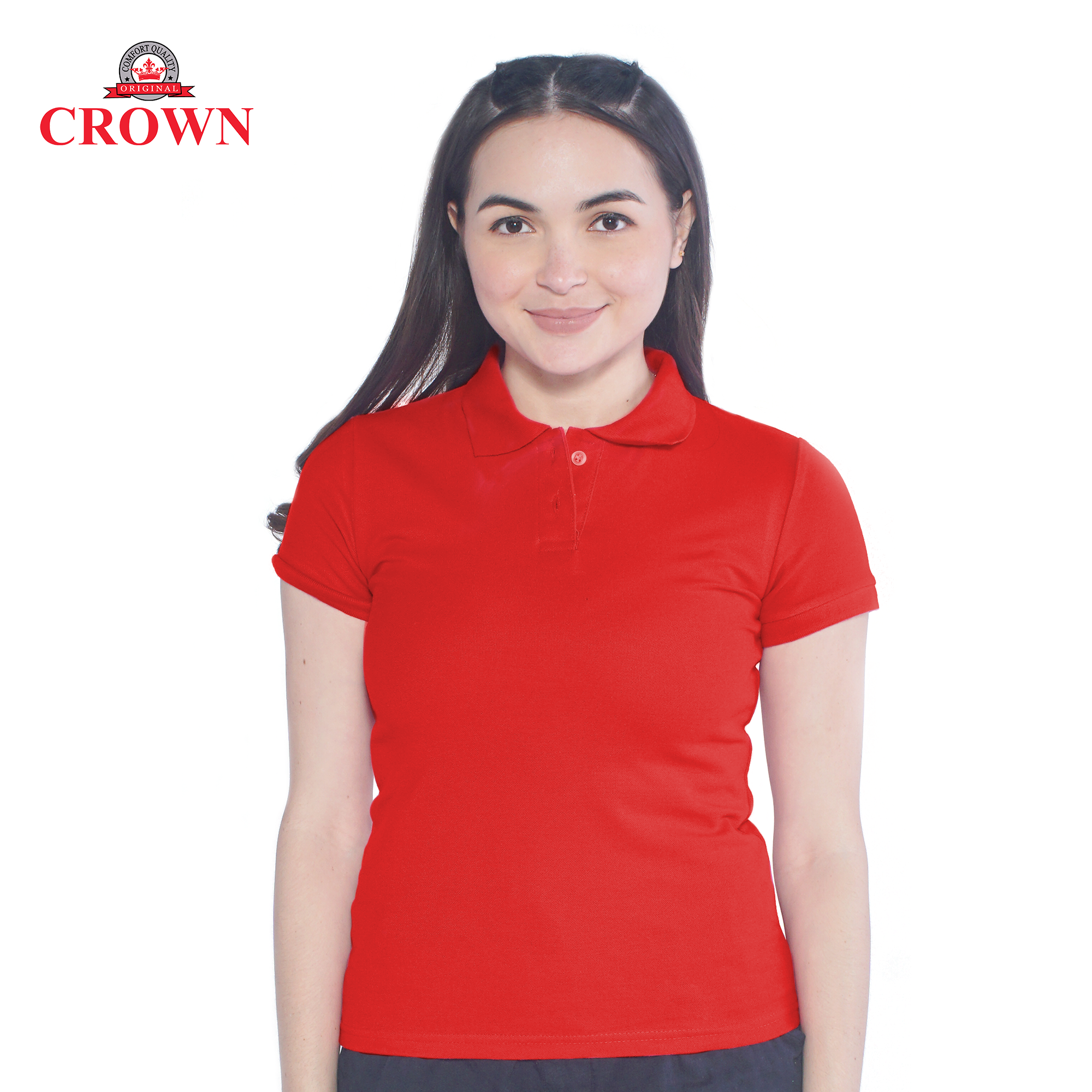 red v neck polo shirt