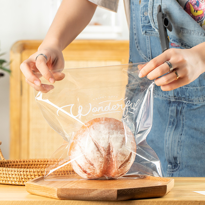 Polyester Bread Ziplock Bag SelfAdhesive Baking Packaging Transparent
