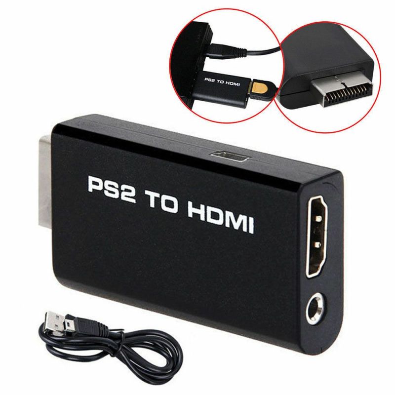 9QSS Di động Hỗ trợ tất cả các chế độ hiển thị PS2 480i / 480p / 576i Đầu ra âm thanh 3,5 mm PS2 sang HDMI Bộ chuyển đổi USB Cáp HD Bộ chuyển đổi video âm thanh