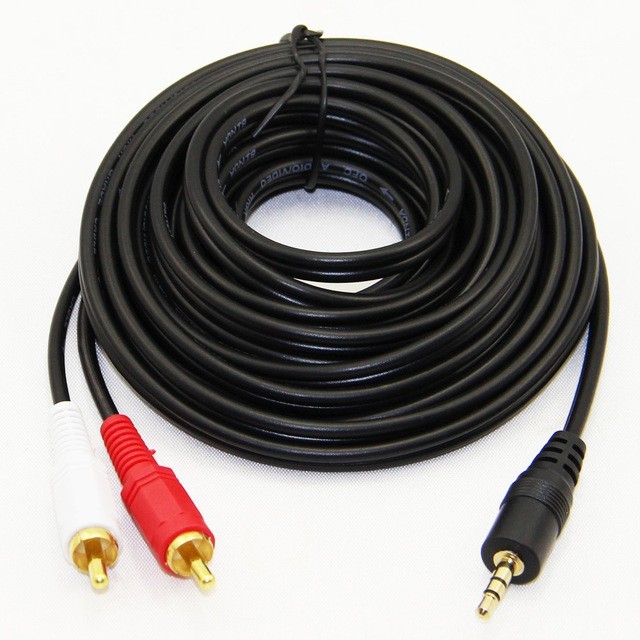 (1.5M/3M/5M/10M) 3.5 MM Male Jack to AV 2 RCA Male Stereo Music Audio Cable  Cord AUX for Mp3 Pod Phone TV Sound Speakers