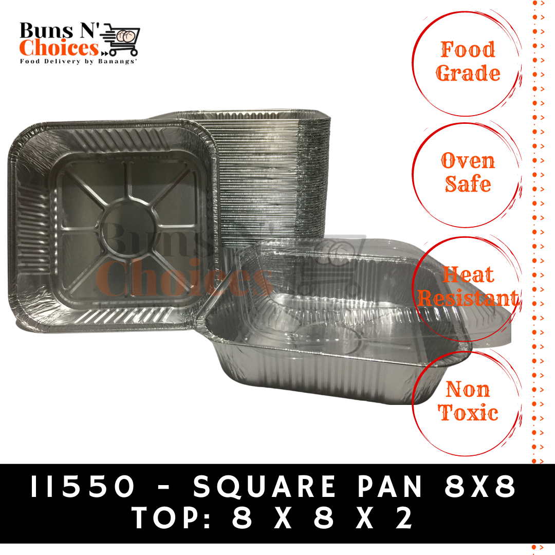 Buns N' Choices] 11550 - 8x8 Square Aluminum Foil Pan with Plastic Lids 10  Sets