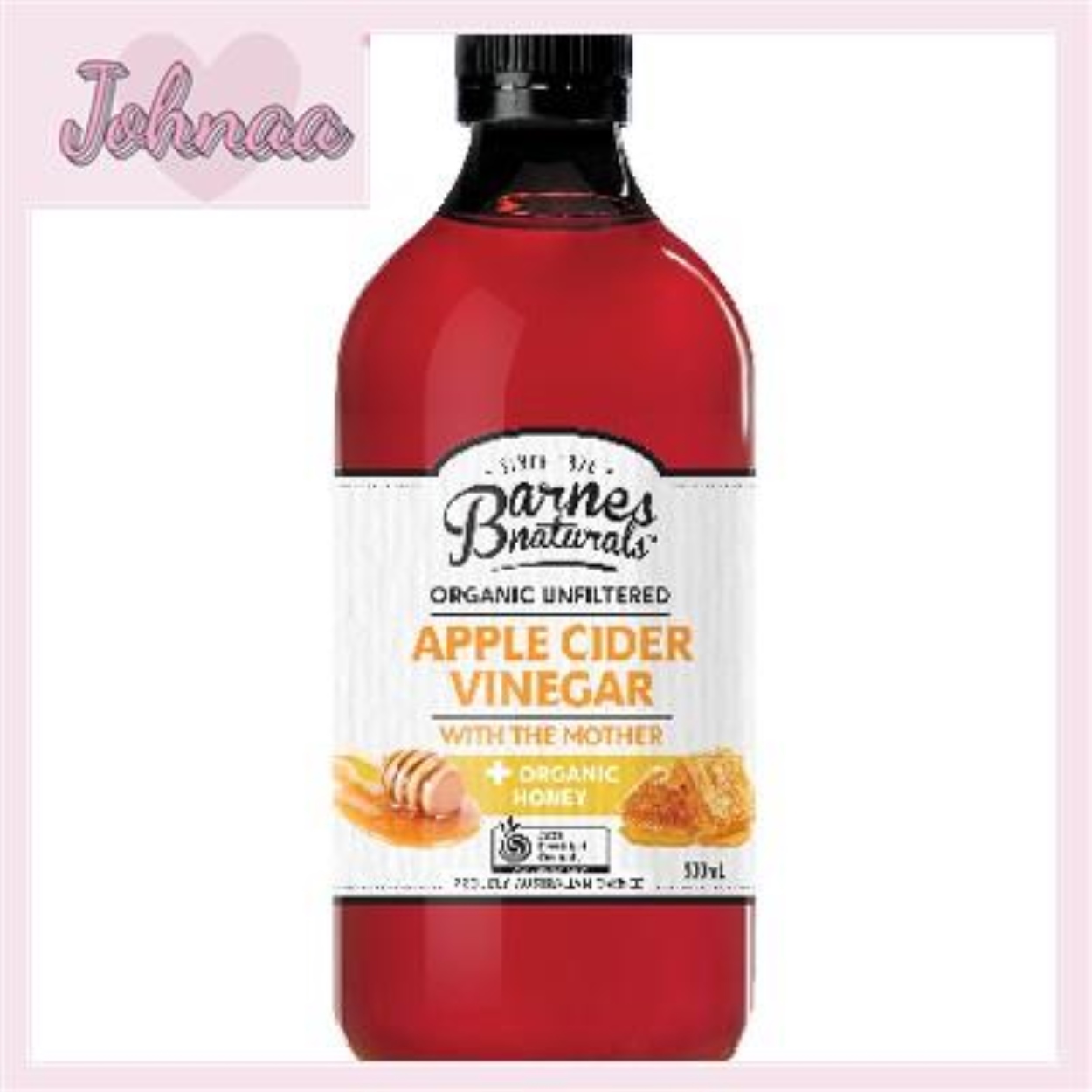 Johnaa Barnes Naturals Apple Cider Vinegar with Mother and Honey