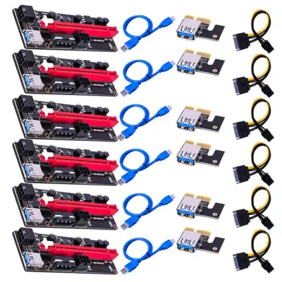 2021 VER009 USB 3.0 Newest PCI-E Riser VER 009S Express 1X 4x 8x 16x Extender Riser Adapter Card SATA 15pin to 6 pin Power Cable