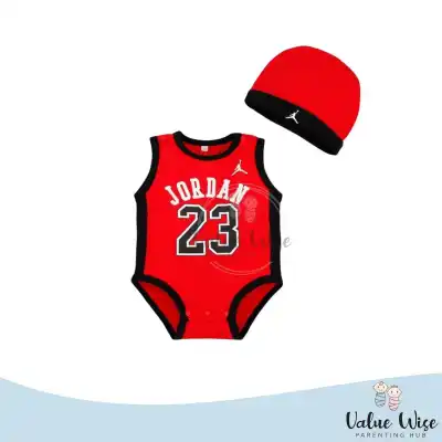 Value Wise - Jordan 23 Baby Romper with Beanie Hat