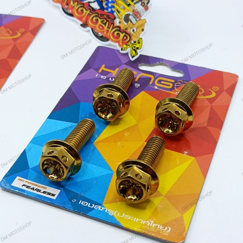 MOTORCYCLE FOOT PEGS 🇹🇭HENG GOLD WHITE FOOT REST BOLTS FOOT PEG