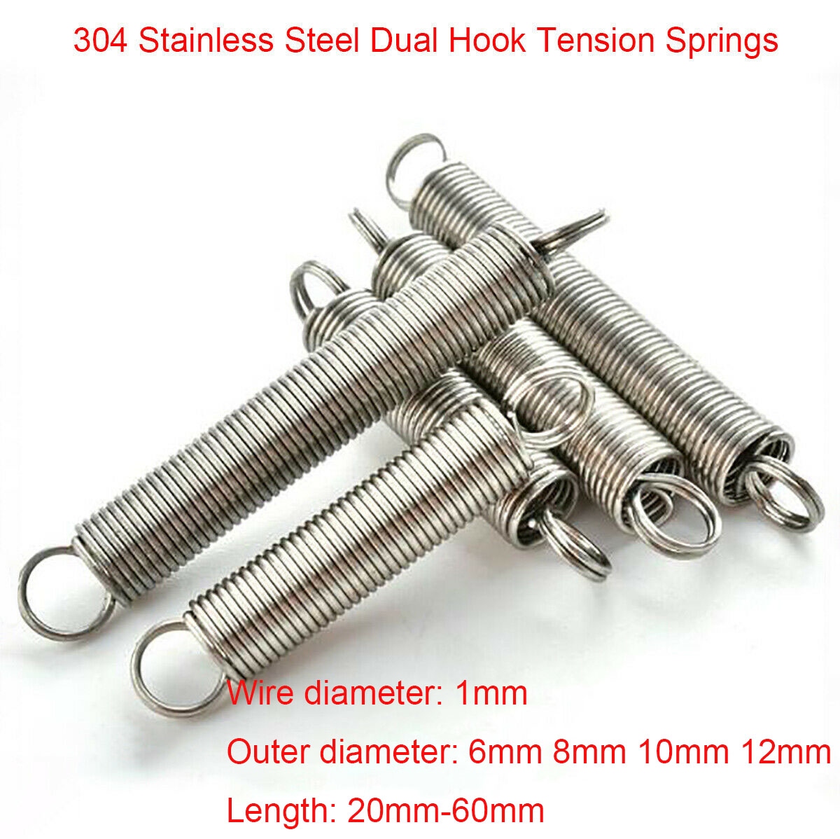 Double Wires Tension Extension Spring Wire Dia 1.0mm 1.2mm A2 Stainless Steel 
