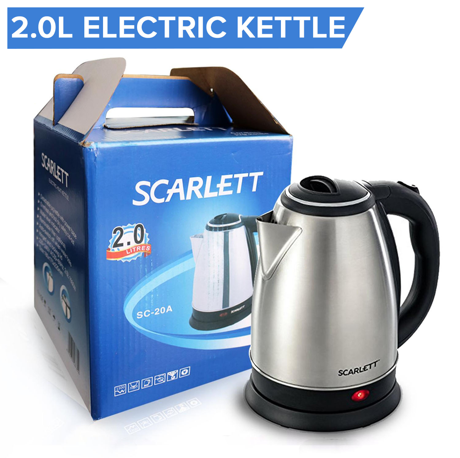 Scarlett Stainless Steel Electric Heat Kettle 2.0 Liters Lazada PH