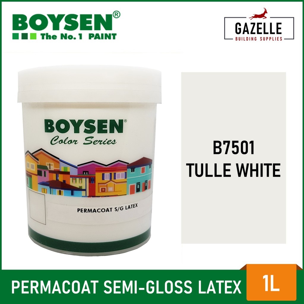 Boysen Permacoat Semi-Gloss Latex Paint Tulle White B7501- 1 Liter ...