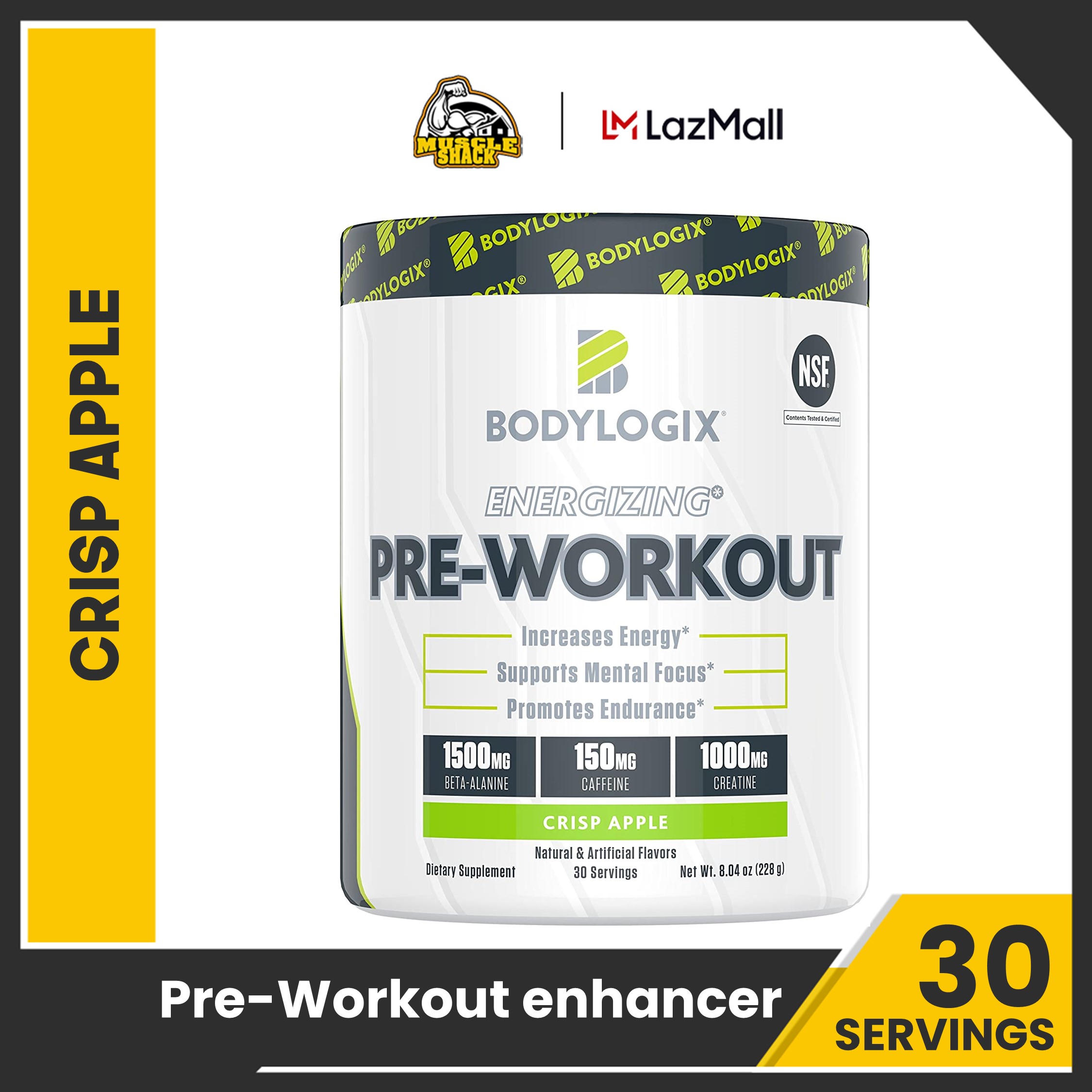 BodyLogix Pre Workout Supplement powder Natural PreWorkout 30 Servings Preworkout Powder