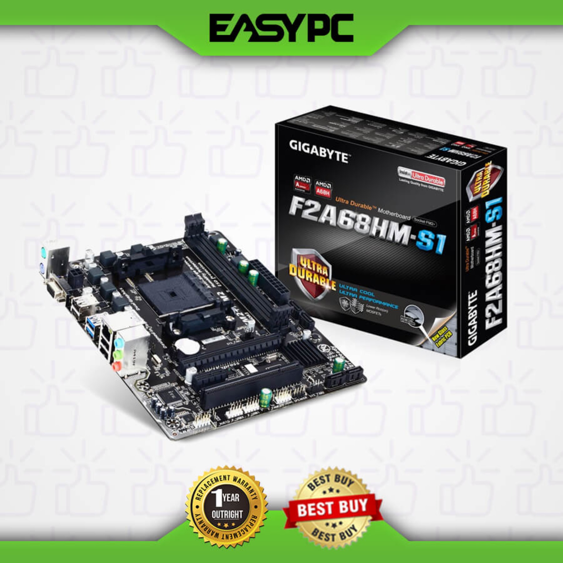EasyPC Gigabyte F2A68HM S1 Fm2 PCIe Ddr3 Motherboard Socket
