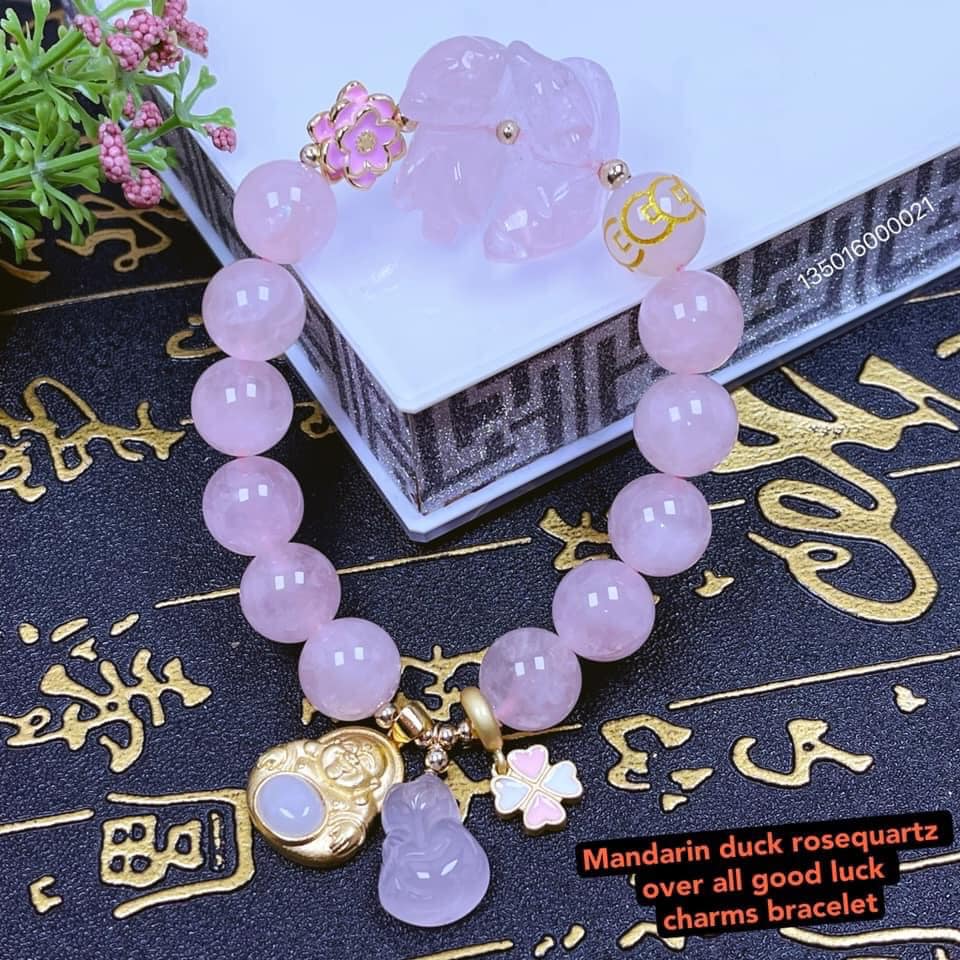 Rose quartz mandarin deals ducks bracelet