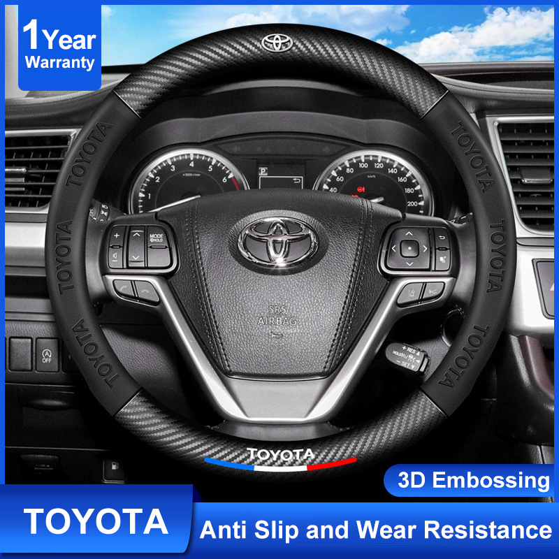 Anak 38cm Genuine Leather Carbon fiber Steering Wheel Cover for Toyota