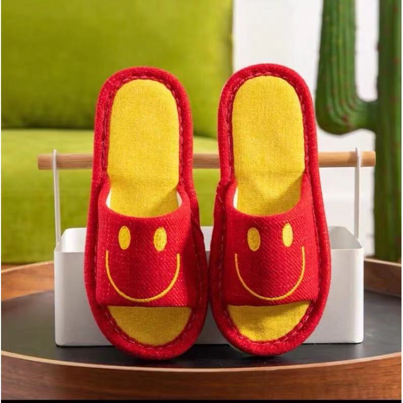 Smiley Cotton Linen Slippers Floor Nonslip Indoor Slippers Lazada PH