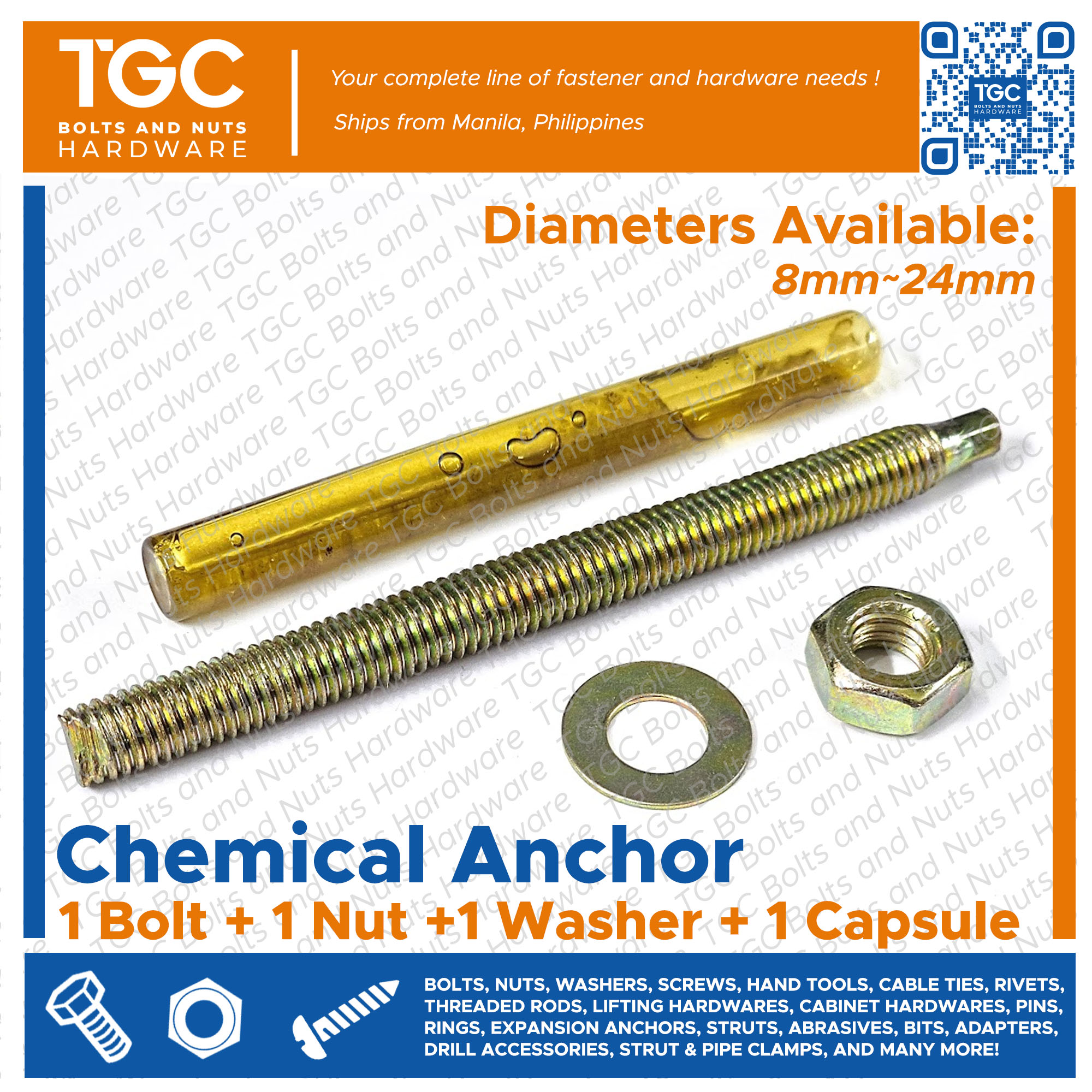 TGC 1SET Chemical Concrete Anchor with Capsule Expansion Bolt