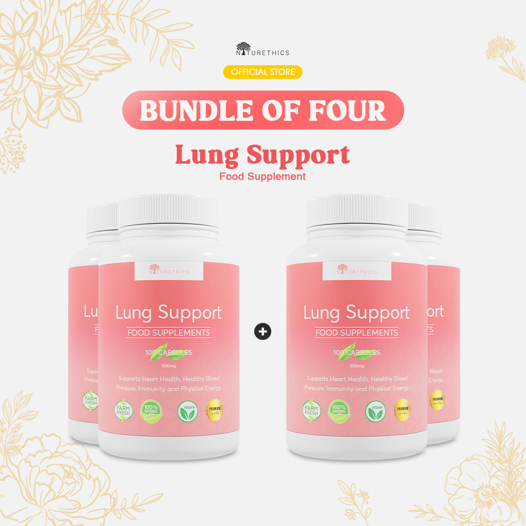 Naturethics Lung Support Bundle of 4 Organic Food Supplement Capsules (Supports Lungs