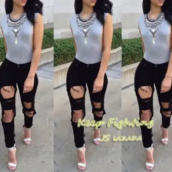 tattered jeans fashion