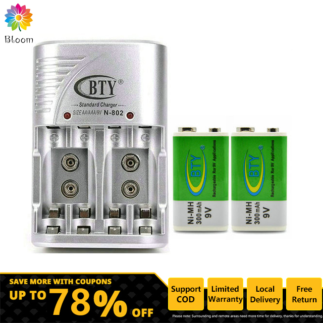 4 Slot Charger with 9v Battery Charger Kit 9v Rechargeable Battery