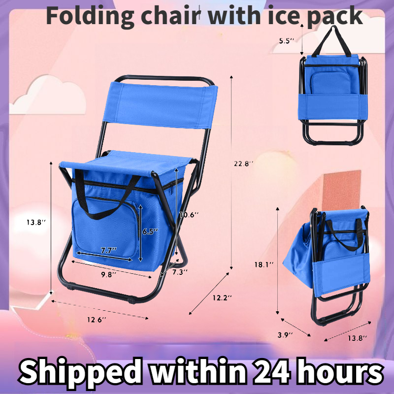 Fishing Chair Outdoor Folding Ice Bag Chair with Storage Bag, Back  Insulation, Recreational Camping Chair