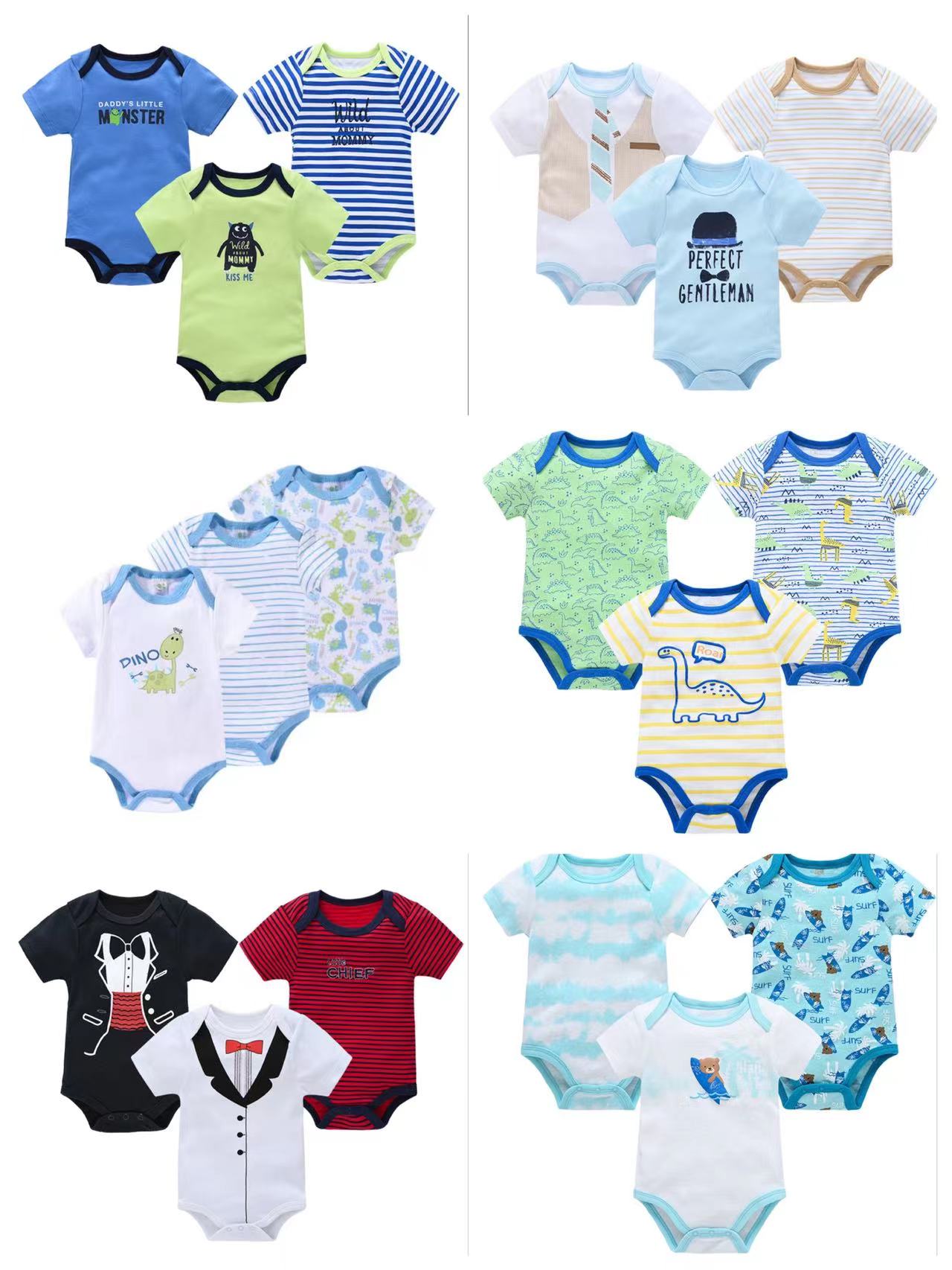 Baby Boy Set of Bodysuit Onesie Cotton Infant Jumper Newborn Baby Clothes