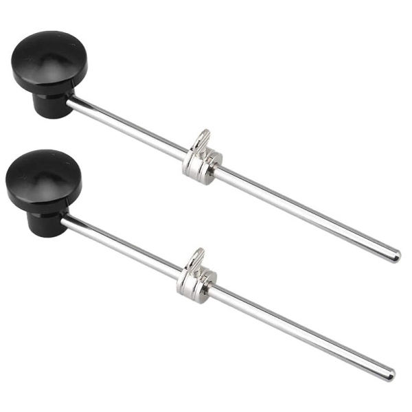 2X Bass Drum Beater Kick Aluminum Drum Foot Pedal Beater with Silicone Head for Drum Part Percussion Instrument (Black)
