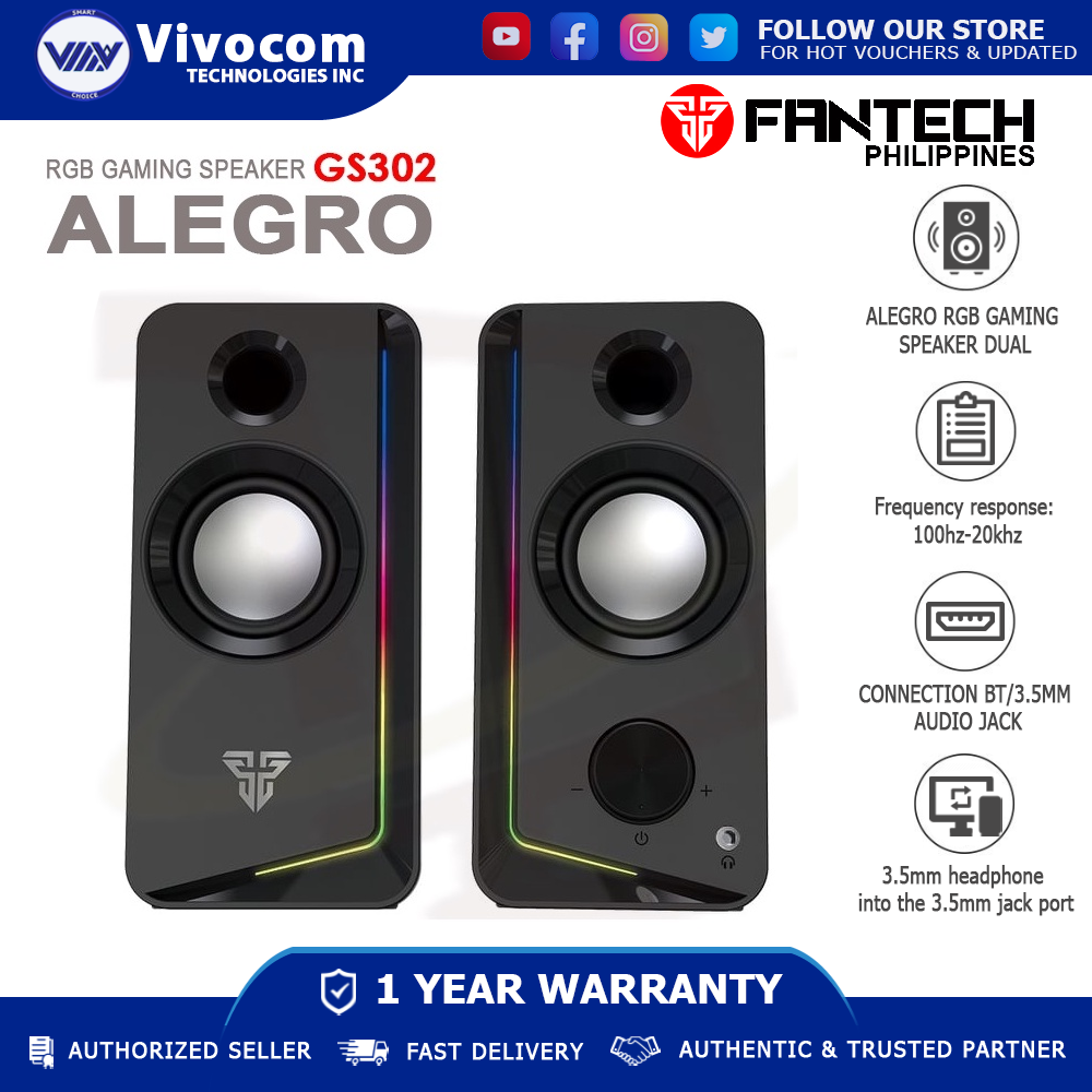 FANTECH GS302 ALEGRO RGB GAMING SPEAKER DUAL CONNECTION BT/3.5MM AUDIO