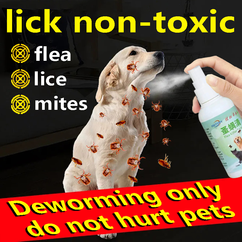 【100 Effective】flea spray 100ml lick nontoxic Pet Spray for dogs