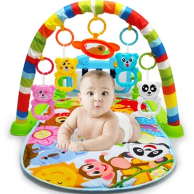 [Ready Stock] Baby Play Mats toys fitness Frame is Newborn Foot Piano Music Game Blanket Play Mats Musical Newborn 1 year old Toy