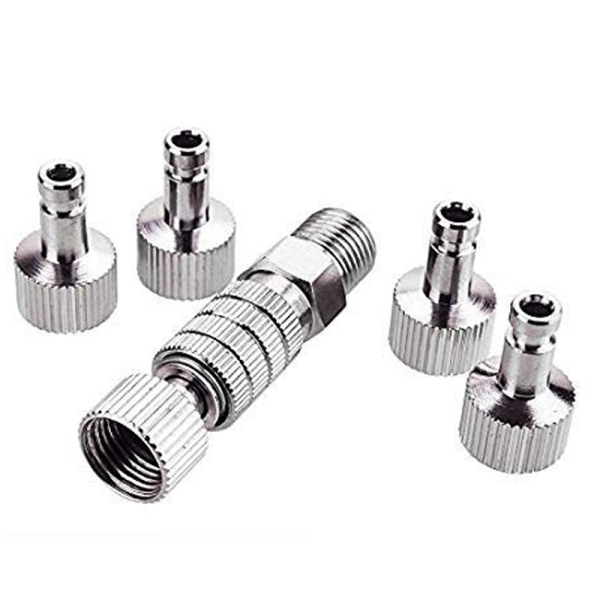 Airbrush Quick Disconnect Coupler Release Fitting Adapter with 5 Male Fitting, 1/8 INCH M-F