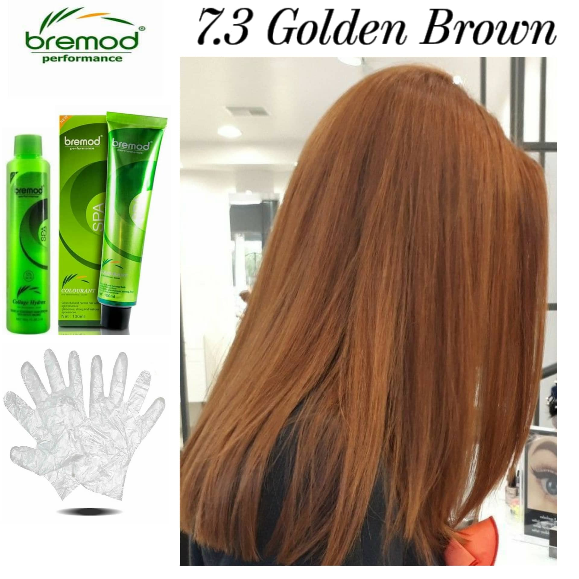 BREMOD 7.3 Golden brown Permanent Hair Color (100ml) set with Oxidizer ...