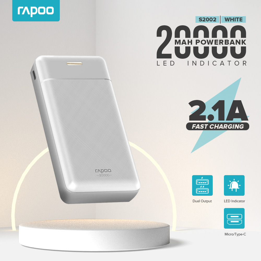 Rapoo S2002 20000mAh Power Bank Fast Charging Powerbank Lithium Polymer ...