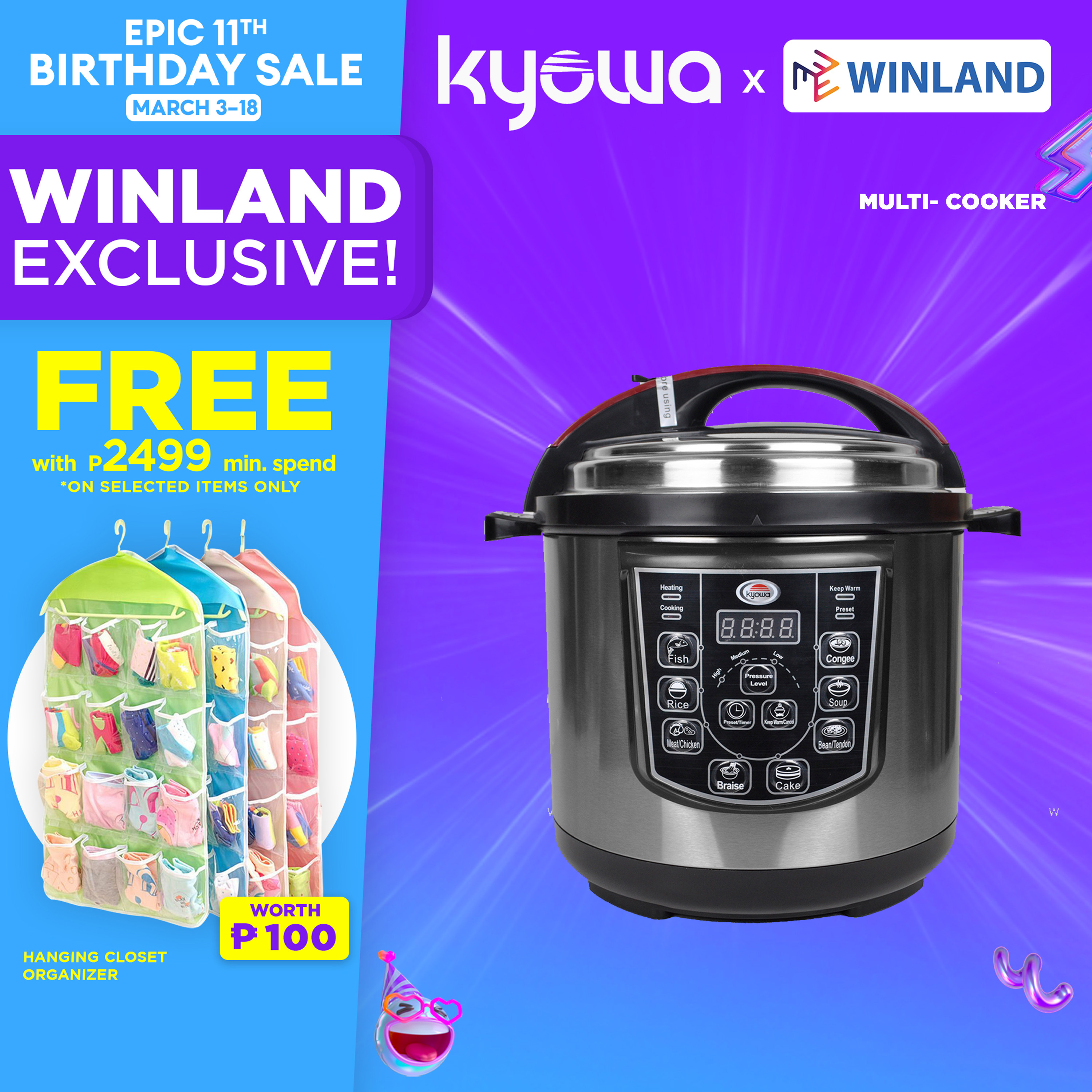 KYOWA by Winland KW8010 Electric Multicooker Pressure Cooker 6.0L