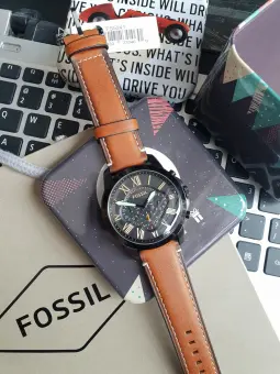 fossil men's grant stainless steel and leather chronograph quartz watch