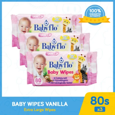 Babyflo Baby Wipes Vanilla 80's by 3s