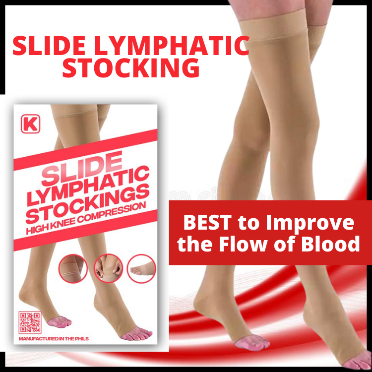 [FOR FLAWLESS LEGS] LYMPHATIC STOCKINGS (1 PAIR) Slide Lymphatic Compression Stockings BEST to