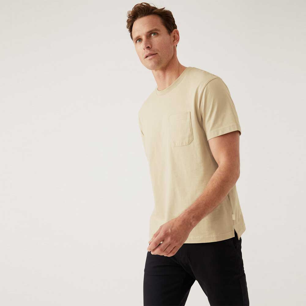 Marks & Spencer Men's Pure Cotton Heavyweight T-Shirt (Beige