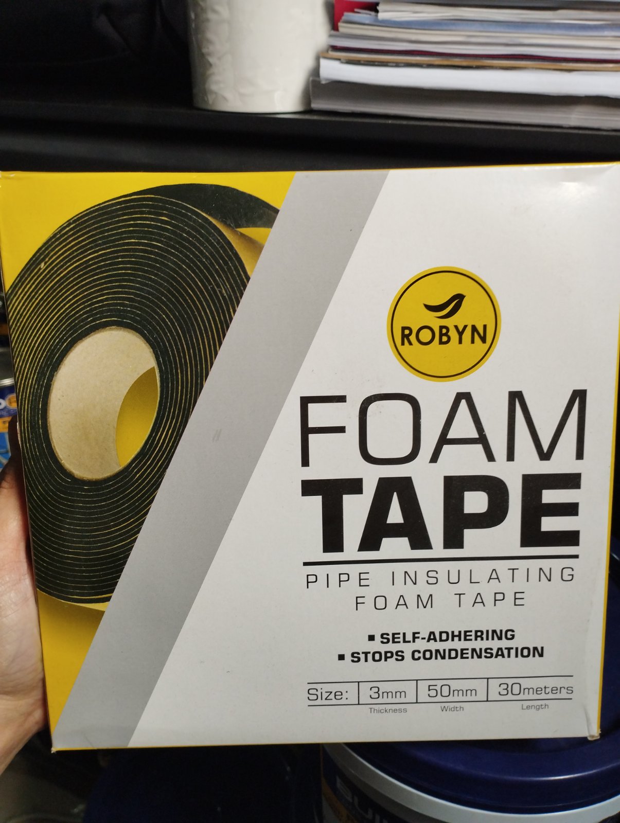 Robyn Pipe Insulating Foam Tape 50mm x 3mtrs For Aircon Self Adhering