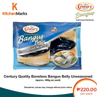 Century Quality Boneless Bangus Belly Unseasoned 400G