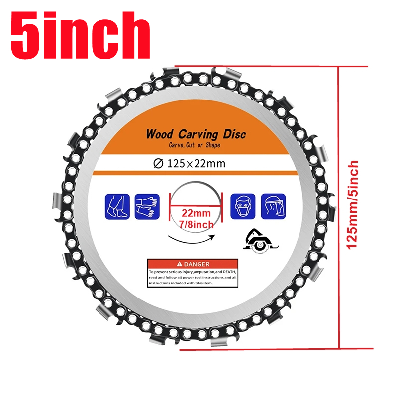 Wood Carving Disc & Grinding Wheel Set For Angle Grinders - 5/8" Inner Diameter With Cut Resistant Gloves